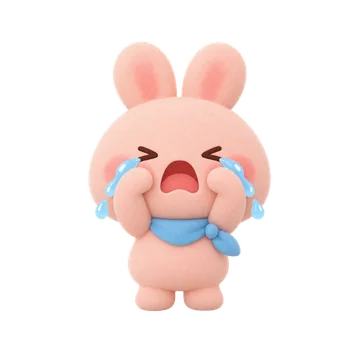 눈물이 왈칵 — 분홍 토끼 이모티콘