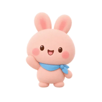 반가워! — 분홍 토끼 이모티콘