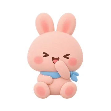 웃음이 빵! — 분홍 토끼 이모티콘