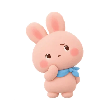 잠깐, 생각 중 — 분홍 토끼 이모티콘